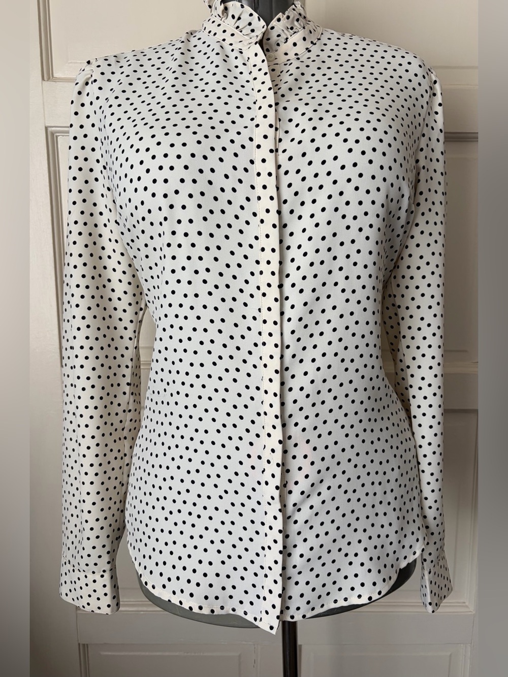 Express White Blouse with Black Polka Dots
